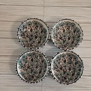 Nakkas Set of 4 Hand-Painted Turkish Ceramic Dipping/Trinket Bowls
